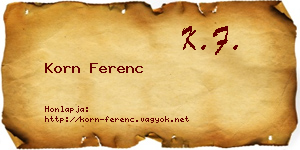Korn Ferenc névjegykártya
